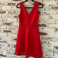 Guess Dresses | Guess Los Angeles Red Fit And Flare Dress With Cutout Detail | Color: Red | Size: 4