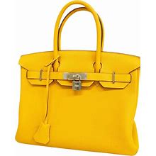 Hermès Birkin 30 Yellow Leather Handbag (Pre-Owned)
