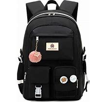 HIDDS Laptop Backpacks 15.6 Inch School Bag College Backpack Anti Theft Travel Daypack Large Bookbags For Teens Girls Women Students (Black)