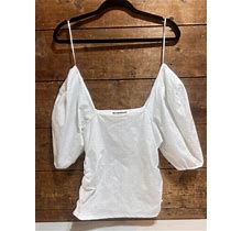 Zara Womens White Top With Balloon Sleeves Size Small