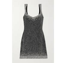 Clio Peppiatt Embellished Stretch-Mesh Mini Dress - Women - Black Dresses - S