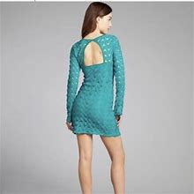 Free People Emerald Green Wild Thing Open Back Crochet Dress Xs