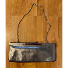 Calvin Klein Silver/Metallic Gray Clutch/Handbag With Silver Chain