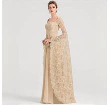 JJ's House Long Wedding Dress Bridal Dress Champagne Long Sleeves Square A-Line 2024