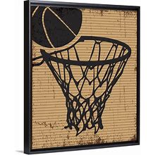 Basketball Equipment | Large Solid-Faced Canvas, Black Floating Frame Wall Art Print | Great Big Canvas