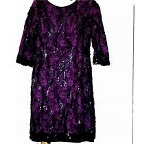 Roz & Ali Dresses | Black And Magenta Sequin Dress | Color: Black/Pink | Size: 8