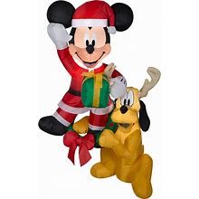 Disney Christmas Airblown Inflatable Hanging Mickey And Pluto Disney, 5 ft Tall, Multicolored