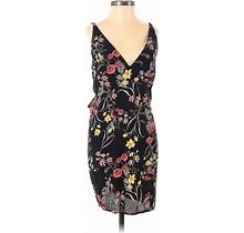 Boohoo Casual Dress - Wrap Plunge Sleeveless: Black Print Dresses - Women's Size 4