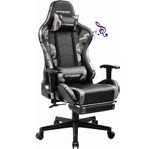 Gaming Chair With Bluetooth Speakers Footrest PU Leather Office Chair Camouflage - GTRACING