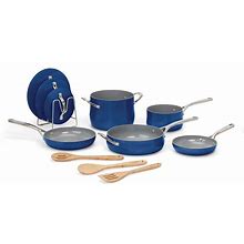 Cuisinart Culinary Collection - Ceramica XT Nonstick Cookware 12 Pc. Set In Bright Black With Grey Interior - Blue