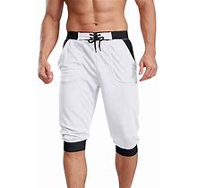 Men Casual Summer Colorblock Shorts Elastic Mid Waist Drawstring Sports Shorts With Pockets Yutnsbel