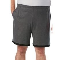 Men's Big & Tall Layered Look Lightweight Jersey Shorts By Kingsize In Heather Slate (Size XL)
