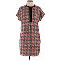 Essentiel Antwerp Casual Dress - Popover Collared Short Sleeve: Red Houndstooth Dresses - Women's Size 36