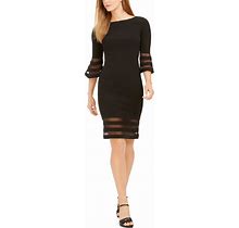 Calvin Klein Petite Illusion-Trim Sheath Dress - Black - Size 4P