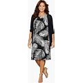 Plus Size Women's Promenade A-Line Dress By Catherines In Black Graphic Palm (Size 4X)
