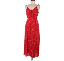 Bardot Casual Dress - Midi V-Neck Sleeveless: Red Print Dresses - Women's Size 8
