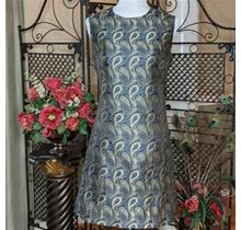 Mary C. Harbour Dresses | Navy Blue & Gold Paisley Brocade Sheath Dress | Color: Blue/Gold | Size: M