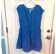 Old Navy Dresses | Cropped Sleeve Keyhole Back Midi Mesh Lace Dress | Color: Blue | Size: L
