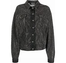 Patrizia Pepe Crystal-Embellished Denim Jacket - Black