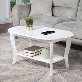 Convenience Concepts American Heritage Oval Coffee Table With Shelf - White