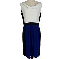Lauren Ralph Lauren Dress Women Size 12 Black Blue White Colorblock Sleeveless