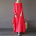 Dresses For Women Long Sleeve Plus Size Boho Vest Dress Ladies Beach Floral Maxi Kaftan Dress