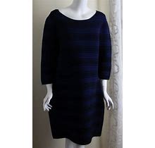 NWT Ralph Lauren Sz XL Cobalt Black Blue Stretchy Fitted Knit Dress Lux