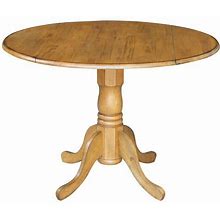 International Concepts Round Drop Leaf Pedestal Wood Dining Table In Pecan Oak