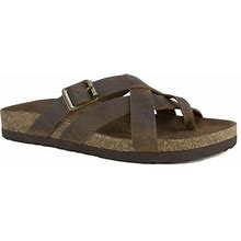 White Mountain Womens Hobo Leather Slip On Footbed Sandals