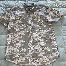 Brooklyn Cloth Men's Gray Floral Design Short Sleeve Cotton Shirt Size XL