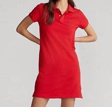 Ralph Lauren Cotton Mesh Polo Dress - Size L In Red