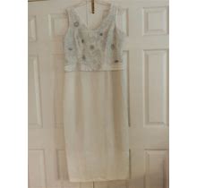 R&M Richards Petite Size 16P Maxi Long Dress Gown Ivory Embroidery Women Stylish