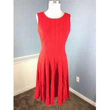 Calvin Klein S 4 Red Ponte A Line Flare Dress Swing Work Cocktail