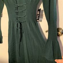 Express Dresses | Express Corset Waist Sweater Dress | Color: Green | Size: Xs
