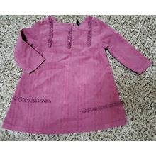 Girl's Purple 6-12 Month Corduroy Ribbed Long Sleeve Dress