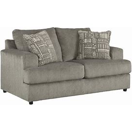 Signature Design By Ashley Soletren Contemporary Chenille Loveseat With 2 Accent Pillows, Gray