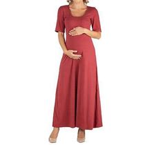 24/7 Comfort Apparel Casual Maxi Dress With Sleeves | Orange | Maternity Small | Dresses Maxi Dresses