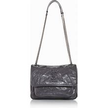 Saint Laurent Niki Baby Shoulder Bag - Storm Vintage Leather/Silver