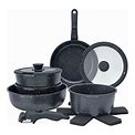 13 Piece Pots And Pans Set - Safe Nonstick Cookware Set Detachable Handle - Black