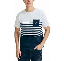Nautica Mens Navy Color Block T-Shirt, Navy/L