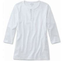 Women's Tee, Three-Quarter-Sleeve Splitneck Tunic White Large, Cotton | L.L.Bean