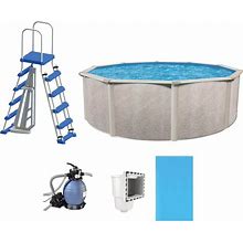 Aquarian 15-Ft X 15-Ft X 4.33-In Steel Wall Panels Round Above-Ground Pool With Filter Pump And Ladder | 108751