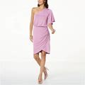 G By Giuliana One-Shoulder Shimmer Knit Dress - Mauve Orchid/Rose Gold - Size Large