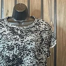Anthropologie Cloth & Stone Cropped Gray Burnout Sweater Blouse Top Size Large