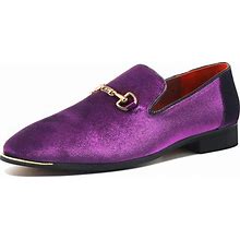 FLQL Men's Luxury Penny Loafer Slip-On Velvet Shoes Party Dancing Shoes Suede Wedding Shoes Plus Size 7-13