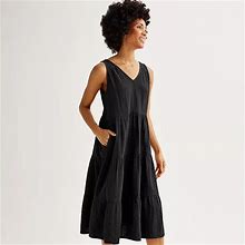 Women's Sonoma Goods For Life® Tiered V-Neck Midi Dress, Size: Large, Black