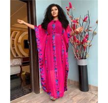 Moroccan Africa Women Sequins Maxi Dress Loose Abaya Party Gown