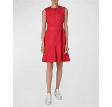 Akris Punto Cotton Denim Belted Short Dress, Red, Women's, 16, Casual & Work Dresses Day Dresses Sundresses