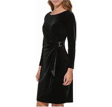 DKNY Womens Velvet Midi Wrap Dress,US10(M)