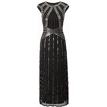 Vijiv 1920S Long Prom Dresses Cap Sleeve Beaded Sequin Maxi Evening Party Dress, Glam Gold, X-Large